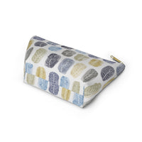 Watercolor Leaf Stamp Accessory Pouch w T-bottom in Navy